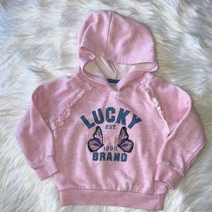 LUCKY 🍀 BRAND Girls Hoodie Pullover Embroidered Butterflies size 2T Pink